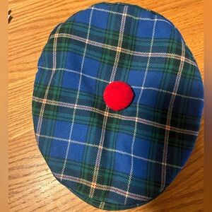 Nova Scotia Tartan Wool Tam Hat with Red Pom Pom
